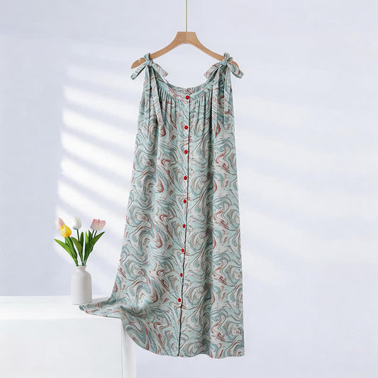 Blue Artistic Wave Camisole Nightgown - Light Blue - XXL - image 0