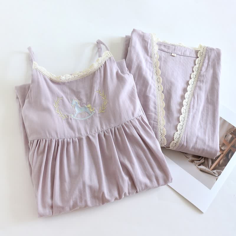 Pony Embroidery Camisole Nightdress & Cover-up Set - image 3