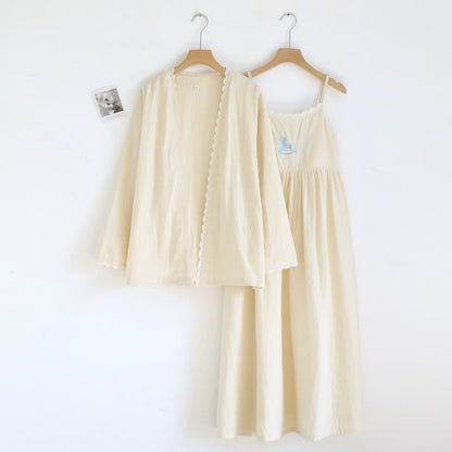 Pony Embroidery Camisole Nightdress & Cover-up Set - Yellow - XL - image 15