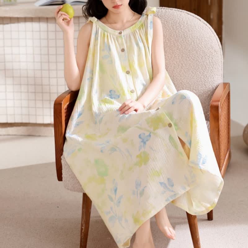 Country-Style Floral & Leaf Camisole Nightgown - image 5