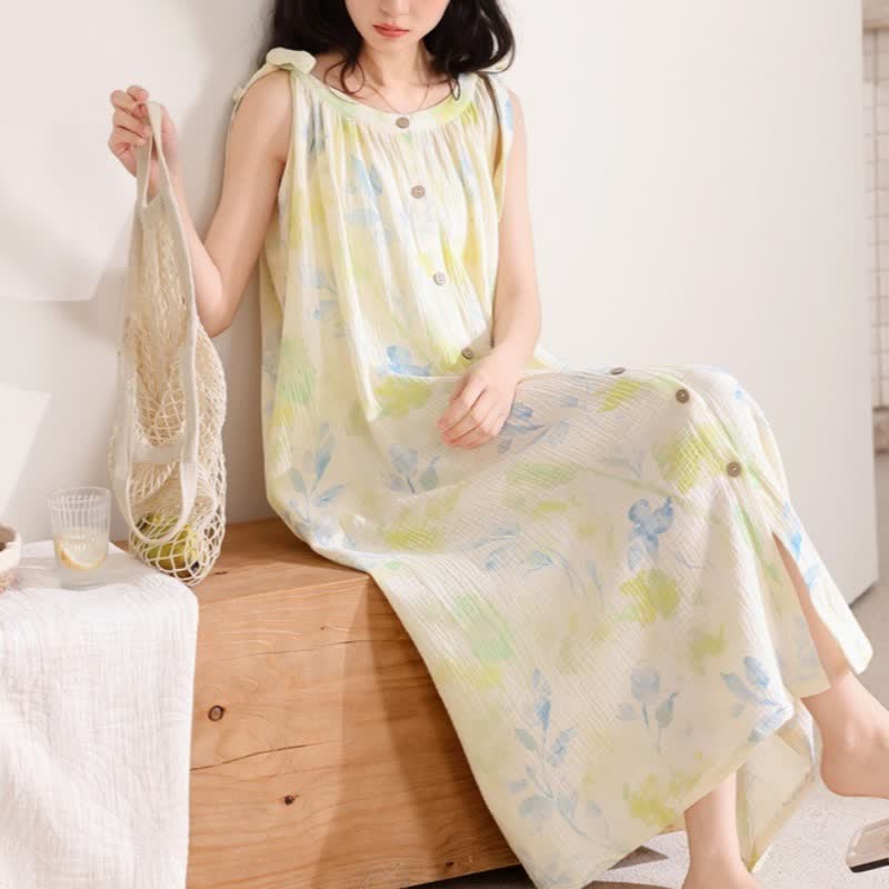 Country-Style Floral & Leaf Camisole Nightgown - image 6