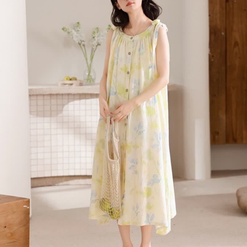 Country-Style Floral & Leaf Camisole Nightgown - image 3