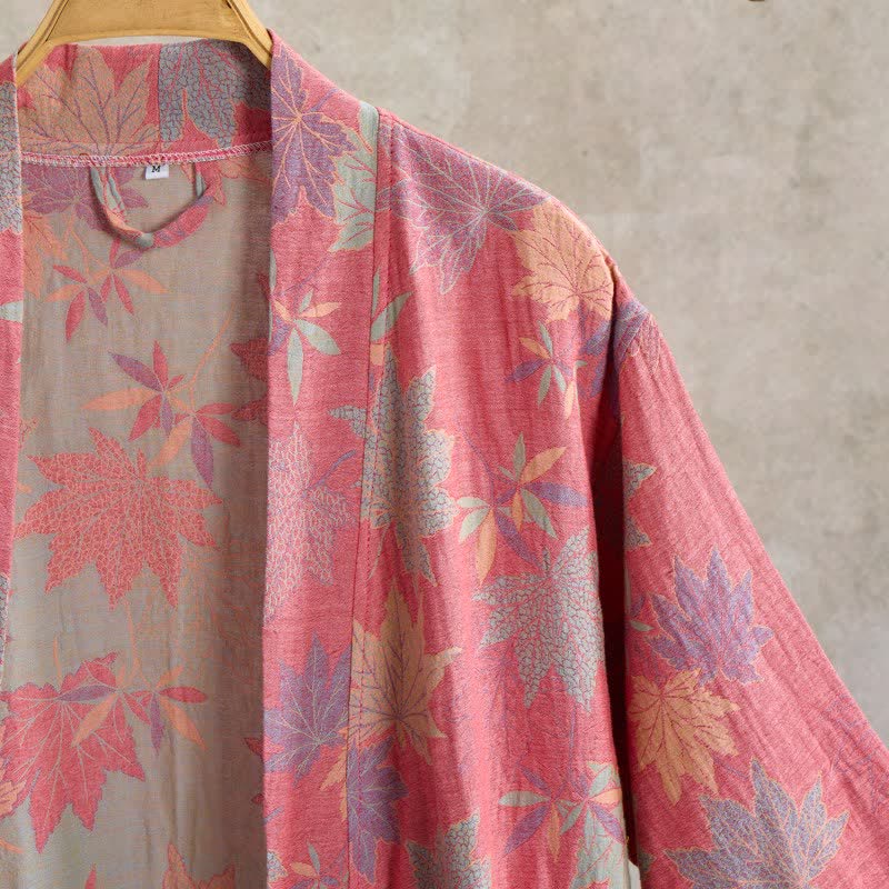 Double Gauze Maple Leaf Cotton Kimono Robe - image 5