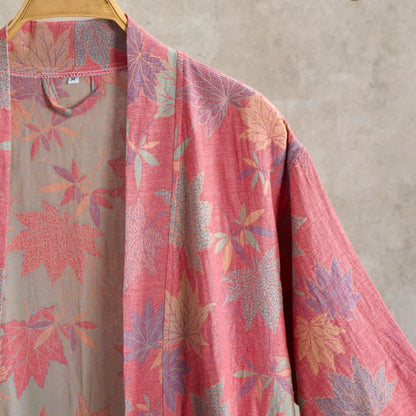 Double Gauze Maple Leaf Cotton Kimono Robe - image 5