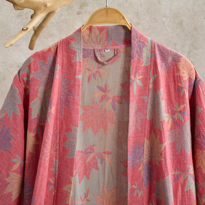 Double Gauze Maple Leaf Cotton Kimono Robe - image 1