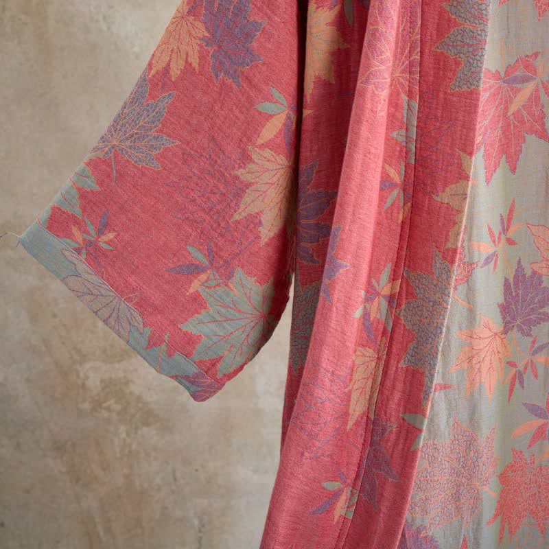 Double Gauze Maple Leaf Cotton Kimono Robe - image 2