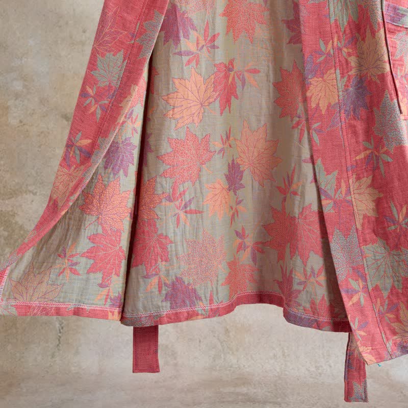 Double Gauze Maple Leaf Cotton Kimono Robe - image 4