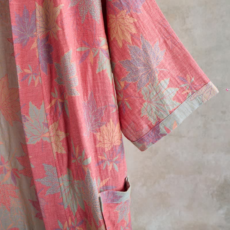 Double Gauze Maple Leaf Cotton Kimono Robe - image 3