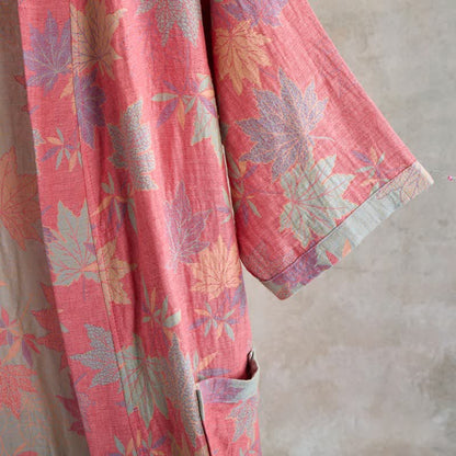 Double Gauze Maple Leaf Cotton Kimono Robe - image 3