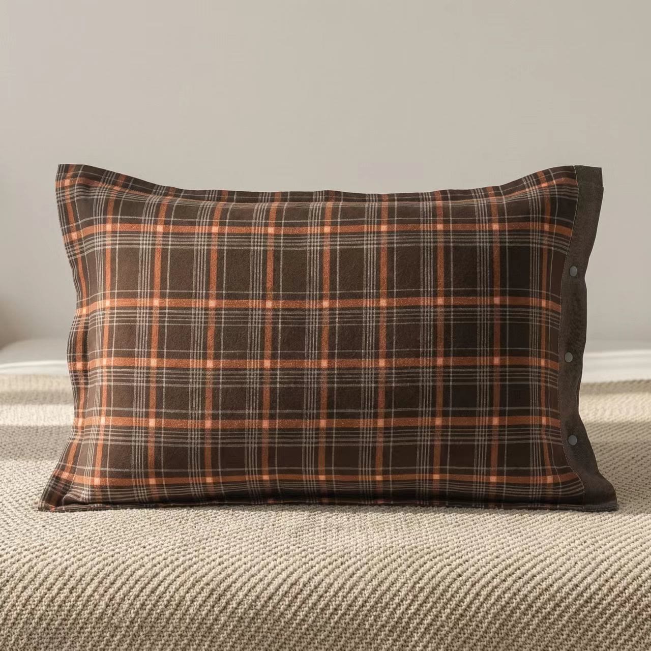 Classic Plaid Button Pure Cotton Pillowcases (2PCS) - image 2