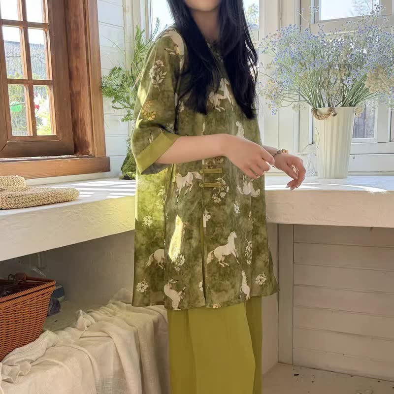 Horse Print Eastern-Inspired Loungewear Set - image 6
