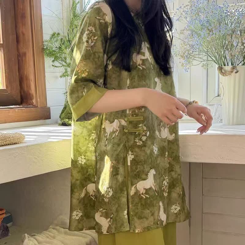 Horse Print Eastern-Inspired Loungewear Set - image 7