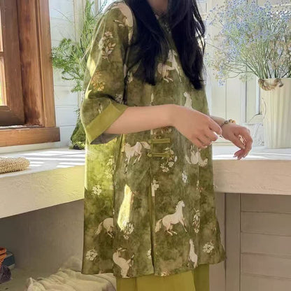 Horse Print Eastern-Inspired Loungewear Set - image 7