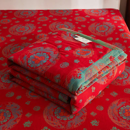 Cotton Gauze Retro Auspicious Jacquard Quilt - image 6