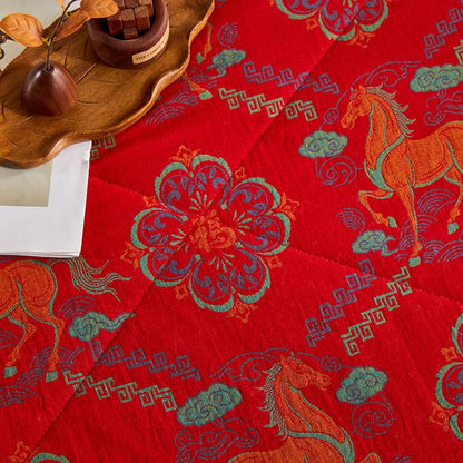 Cotton Gauze Vintage Horse Jacquard Quilt - image 9