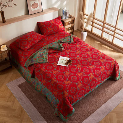 Cotton Gauze Vintage Horse Jacquard Quilt - image 4