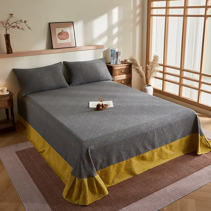 Cotton Gauze Subtle Pattern Jacquard Quilt - Flat Sheet with 2PCS Pillowcases - 96"W x 98"L - image 6