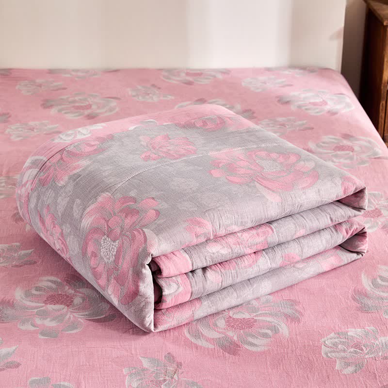 Cotton Gauze Rustic Floral Jacquard Quilt - image 7