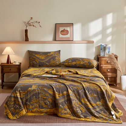 Cotton Gauze Mountain & Bamboo Jacquard Quilt - Bedding Set - King - image 0