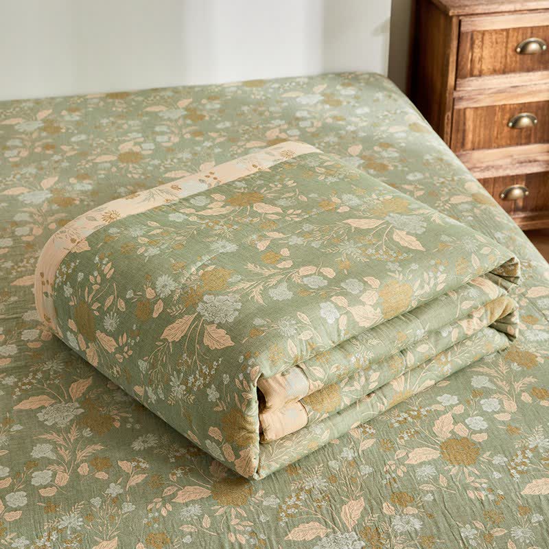 Cotton Gauze Floral Leaf Jacquard Quilt - image 6