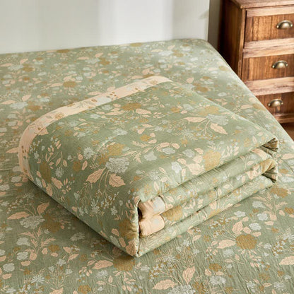 Cotton Gauze Floral Leaf Jacquard Quilt - image 6