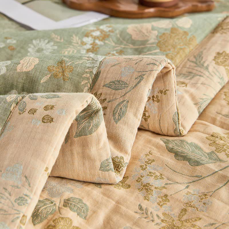 Cotton Gauze Floral Leaf Jacquard Quilt - image 9