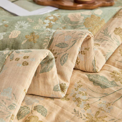 Cotton Gauze Floral Leaf Jacquard Quilt - image 9