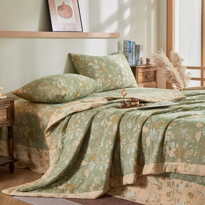 Cotton Gauze Floral Leaf Jacquard Quilt - image 2
