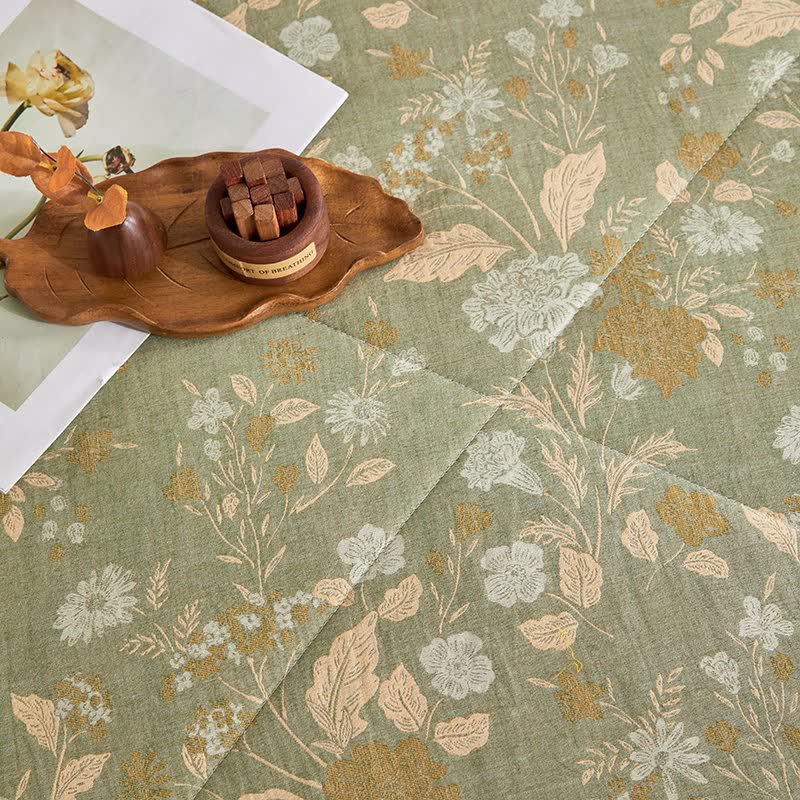 Cotton Gauze Floral Leaf Jacquard Quilt - image 8