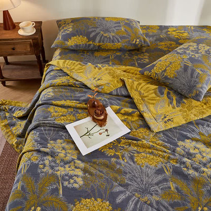 Cotton Gauze Botanical Tree Jacquard Quilt - image 5