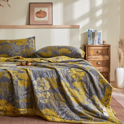 Cotton Gauze Botanical Tree Jacquard Quilt - image 3