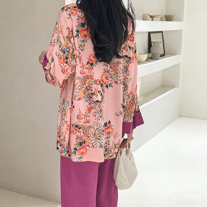Floral & Cat Eastern-Inspired Loungewear Set - image 5