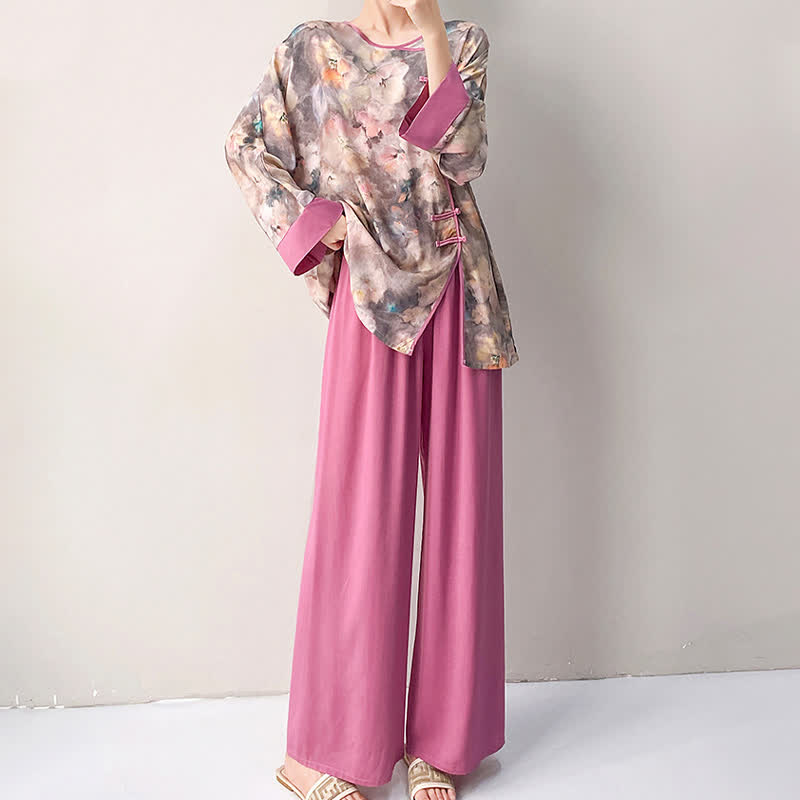 Artistic Floral Eastern-Inspired Loungewear Set - image 3