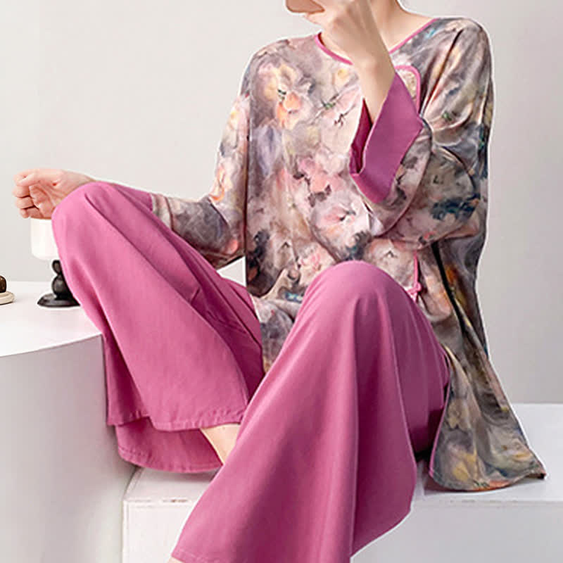 Artistic Floral Eastern-Inspired Loungewear Set - image 5