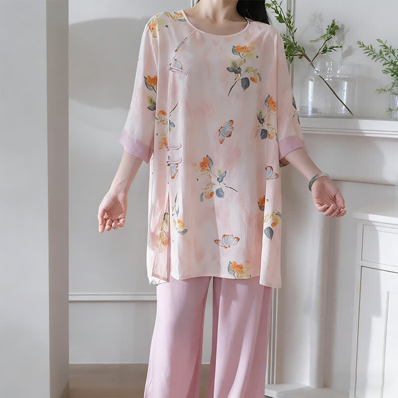 Butterfly & Floral Eastern-Inspired Loungewear Set - image 2