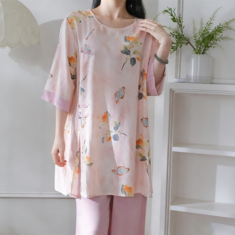 Butterfly & Floral Eastern-Inspired Loungewear Set - image 4
