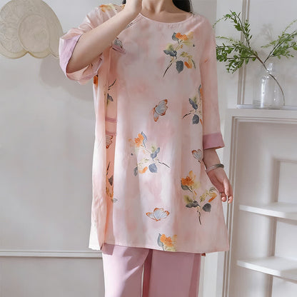Butterfly & Floral Eastern-Inspired Loungewear Set - image 3