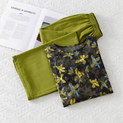 Retro Floral Eastern-Inspired Pajama Set - image 7