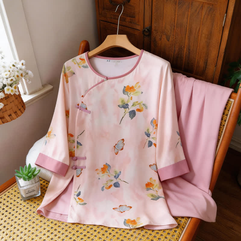 Butterfly & Floral Eastern-Inspired Loungewear Set - image 5