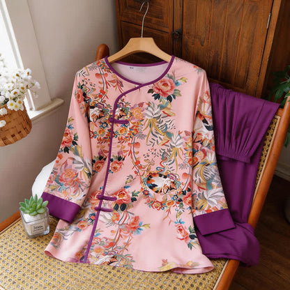 Floral & Cat Eastern-Inspired Loungewear Set - image 6