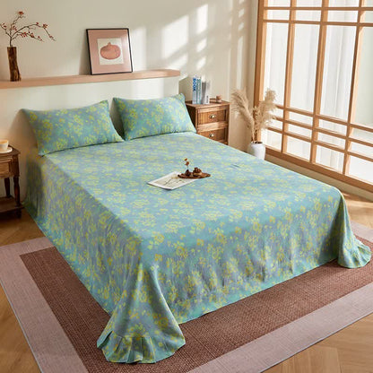 Cotton Gauze Romantic Rose Jacquard Quilt - Flat Sheet with 2PCS Pillowcases - 96"W x 98"L - image 8