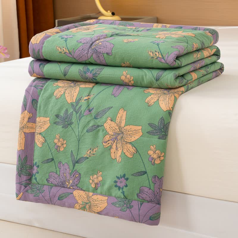 Lily Floral Print Cotton Linen Quilt - image 8