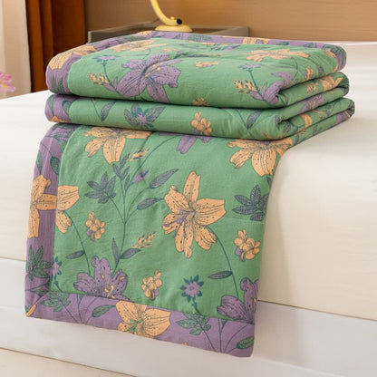 Lily Floral Print Cotton Linen Quilt - image 8