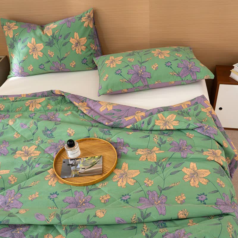 Lily Floral Print Cotton Linen Quilt - image 6