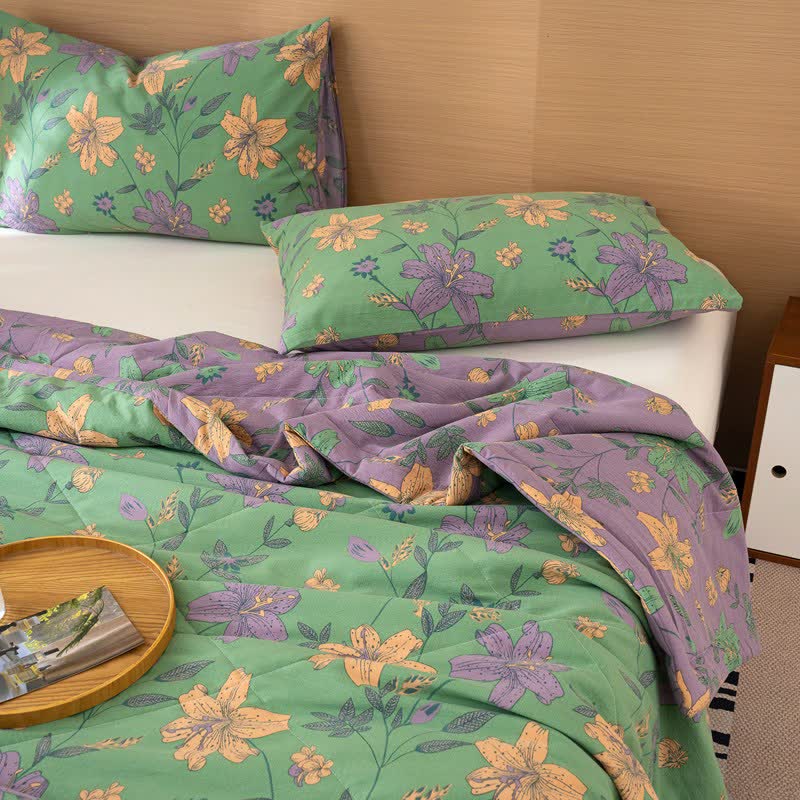 Lily Floral Print Cotton Linen Quilt - image 5