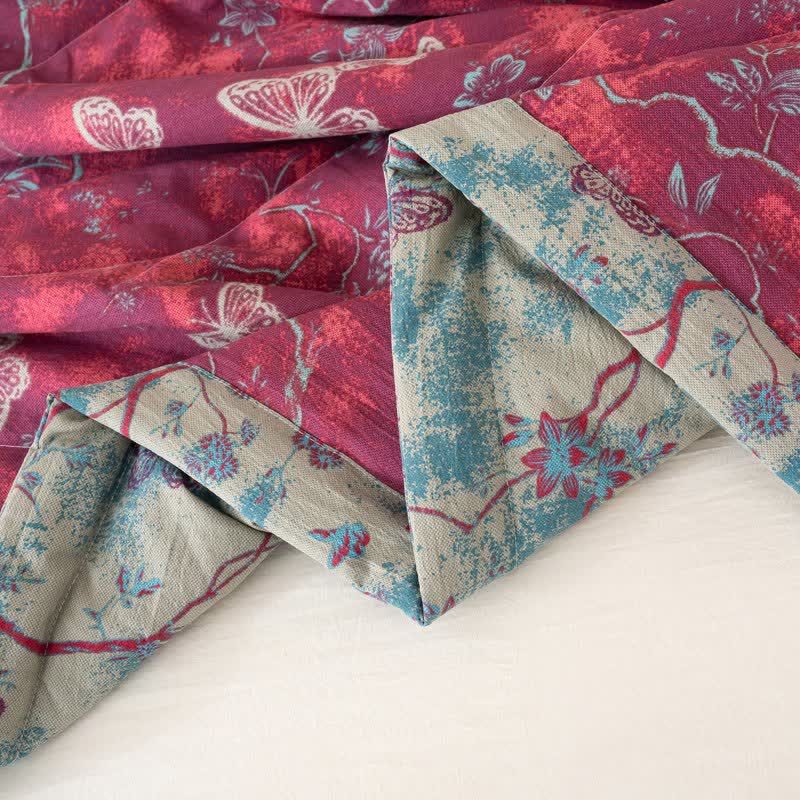 Butterfly & Branch Print Cotton Linen Quilt - image 10