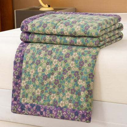 Crabapple Blossom-Inspired Cotton Linen Quilt - image 5