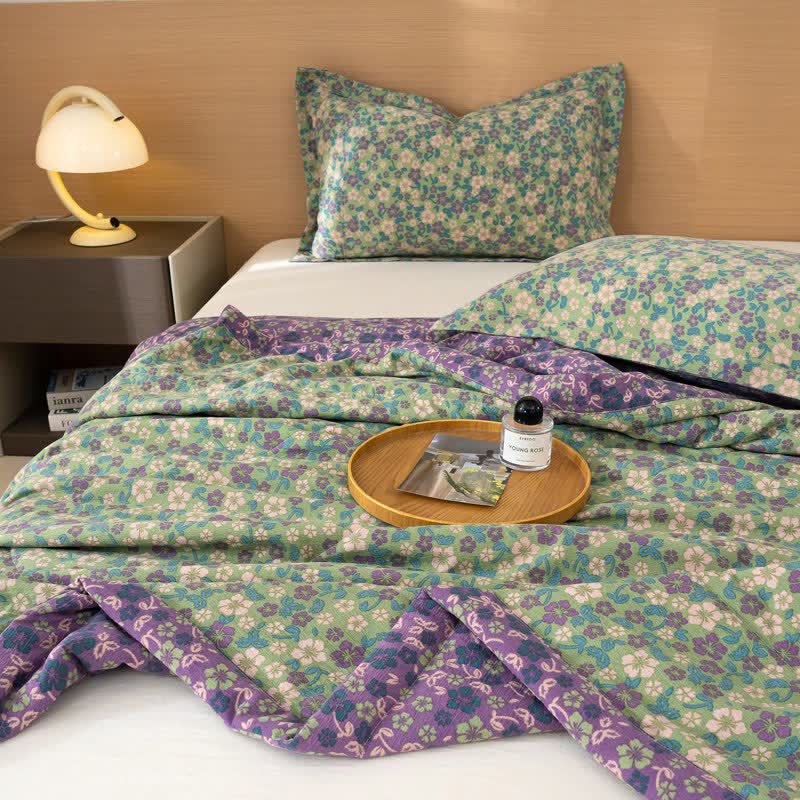 Crabapple Blossom-Inspired Cotton Linen Quilt - image 4