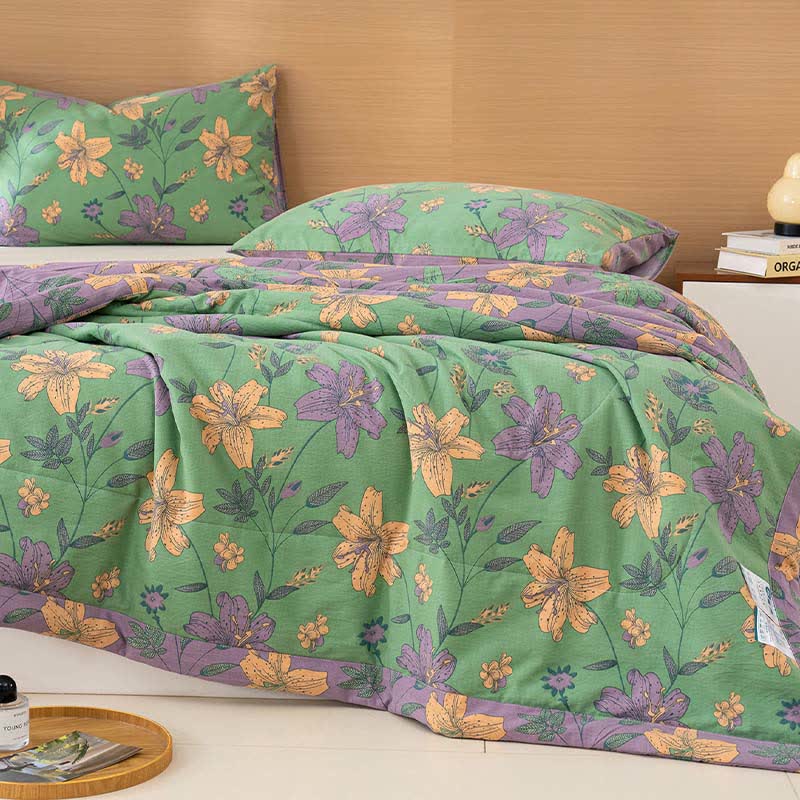 Lily Floral Print Cotton Linen Quilt - image 4