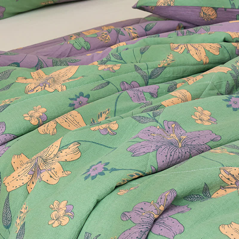 Lily Floral Print Cotton Linen Quilt - image 7